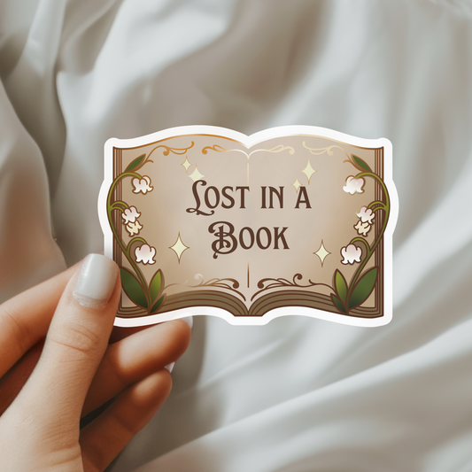 Lost In A Book Bookish Waterproof Vinyl Sticker