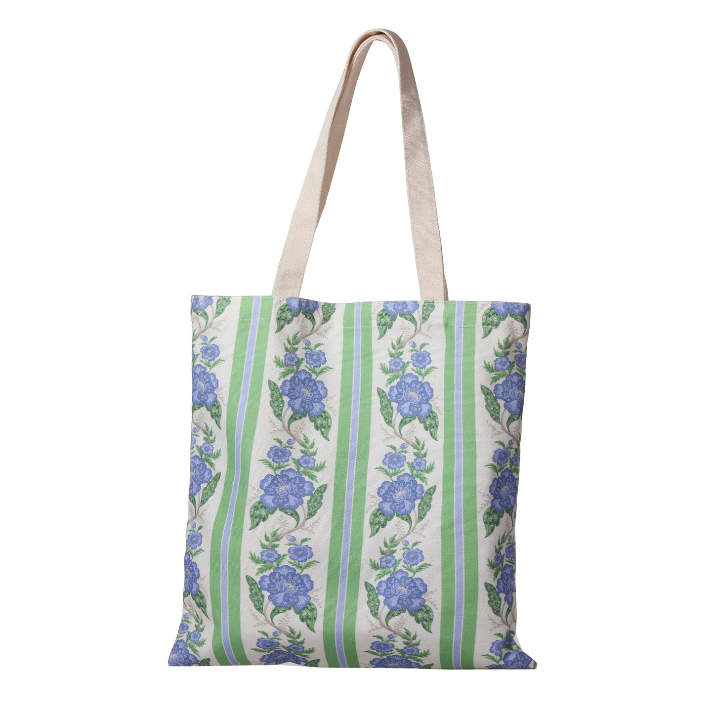 Vintage Garden Striped Floral Tote Bag