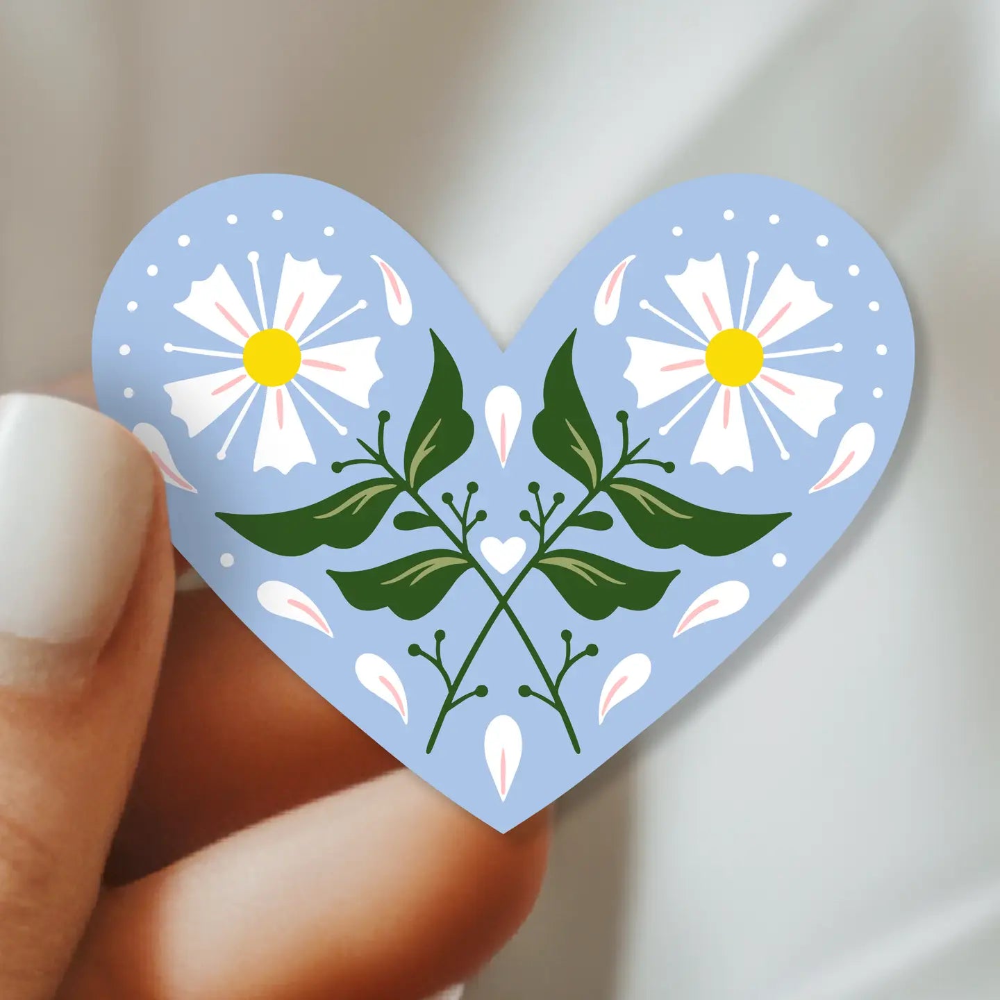 Daisy Floral Heart Vinyl Sticker