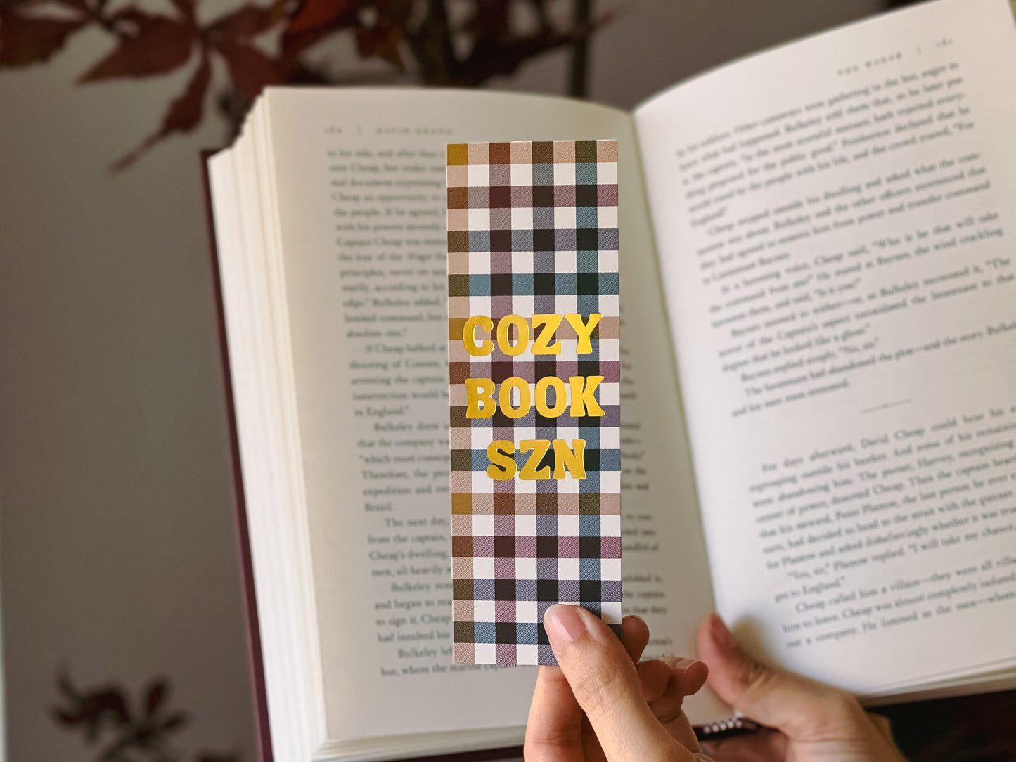 Cozy Book SZN Gold Foil Bookmark
