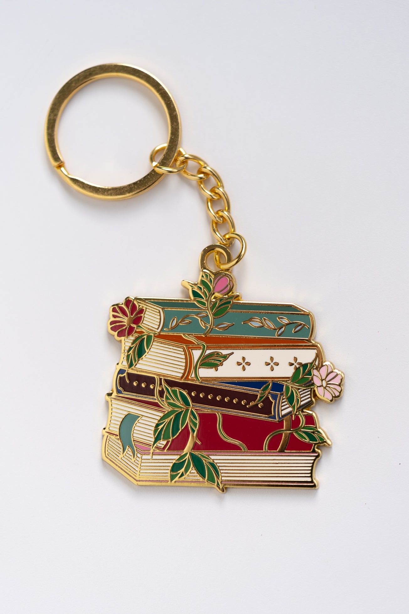 Stack of Books Enamel Keychain