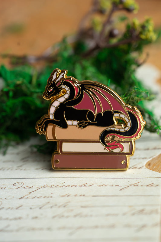 Dragon's Literary Hoard Enamel Pin