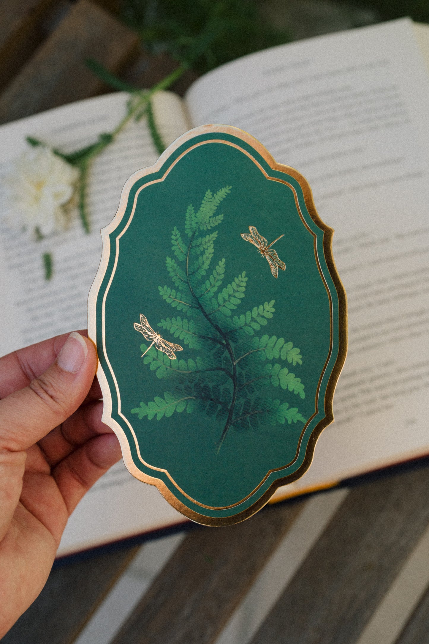 Emerald Fern Gold Foil Bookmark