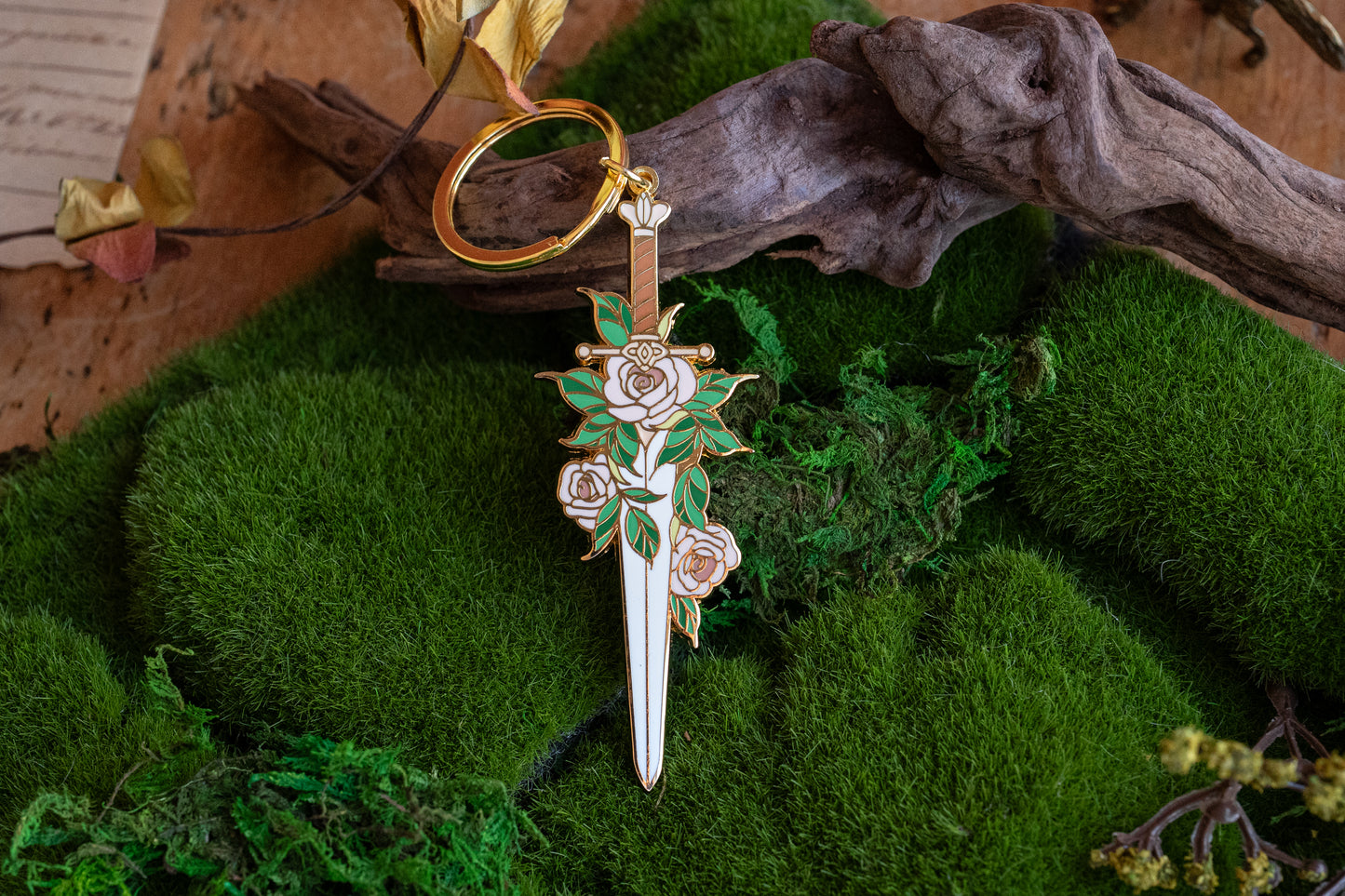 Floral Blade Enamel Keychain