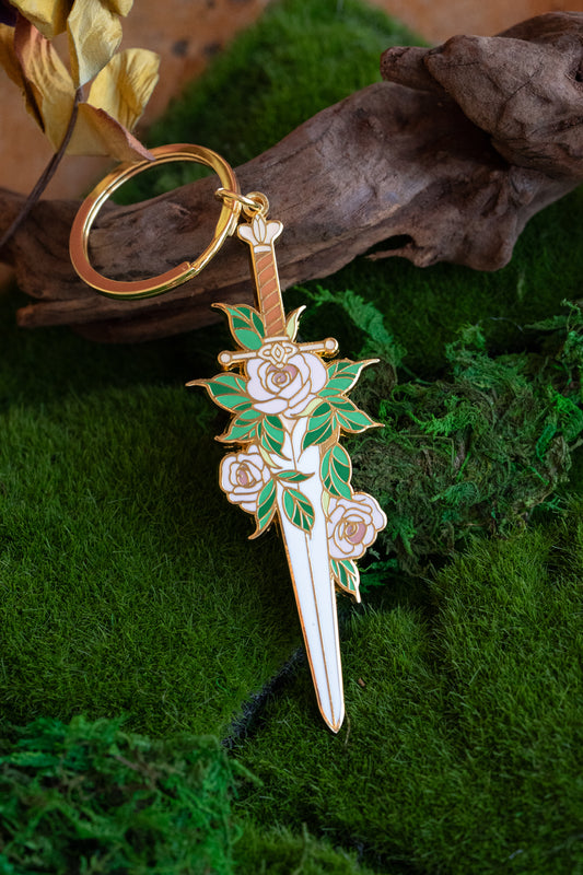 Floral Blade Enamel Keychain