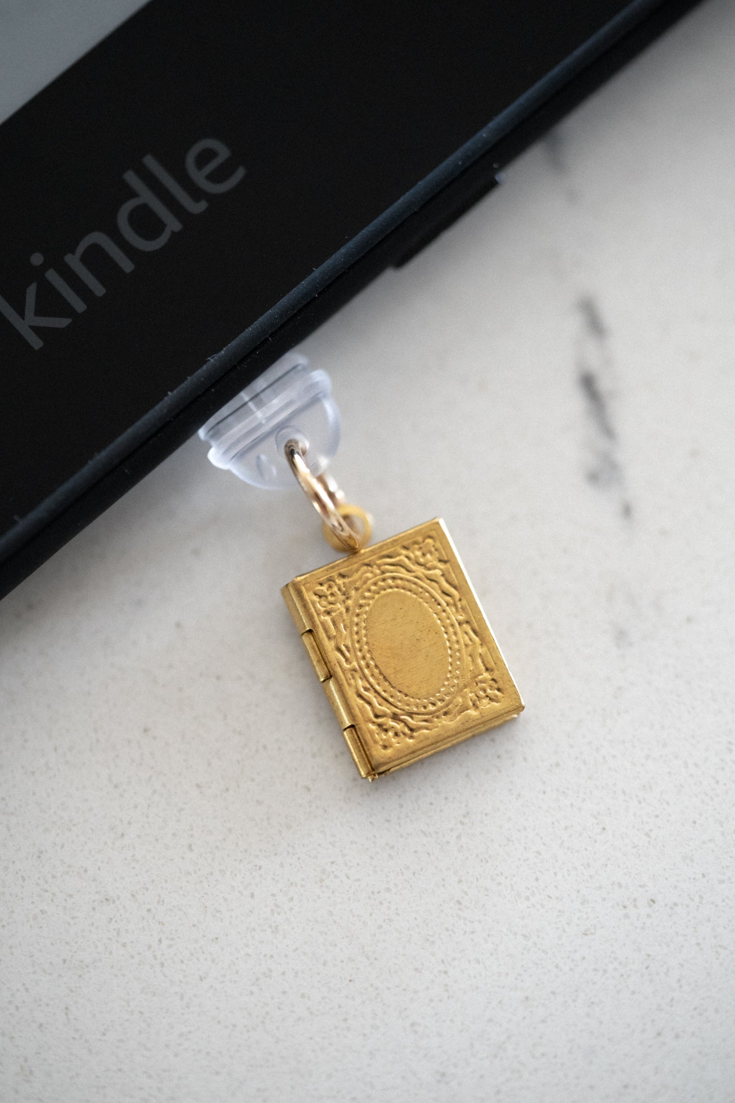 Antique Book Locket Kindle Dust Plug Charm