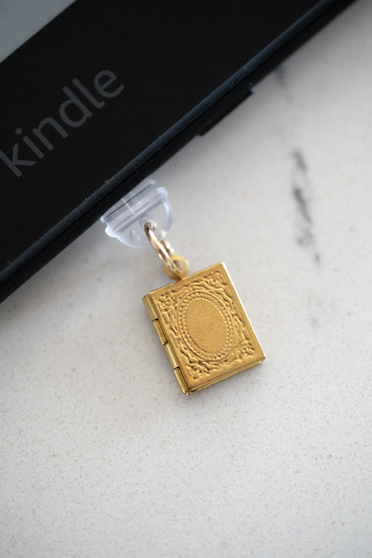 Antique Book Locket Kindle Dust Plug Charm