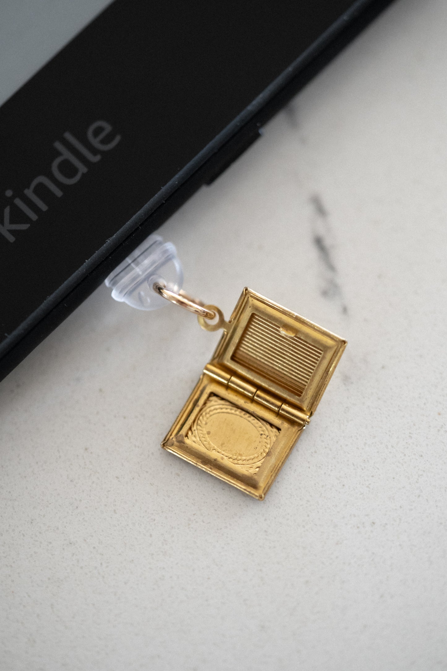 Antique Book Locket Kindle Dust Plug Charm