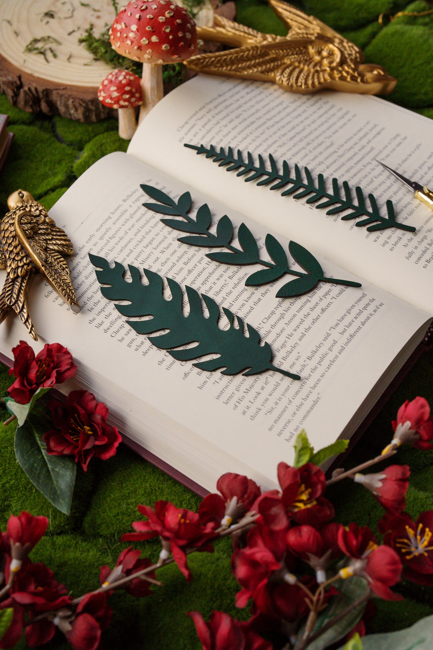 Leather Leaf Bookmark Set of 3