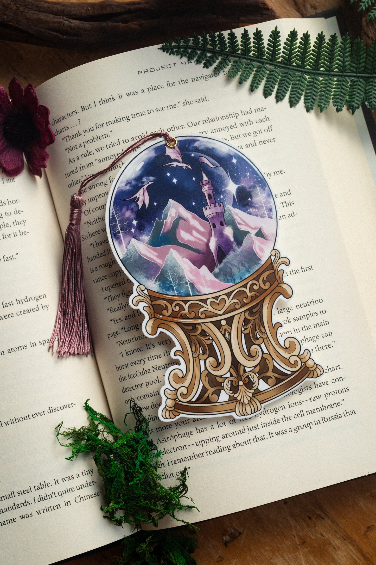 Moonlit Dragons Globe Bookmark