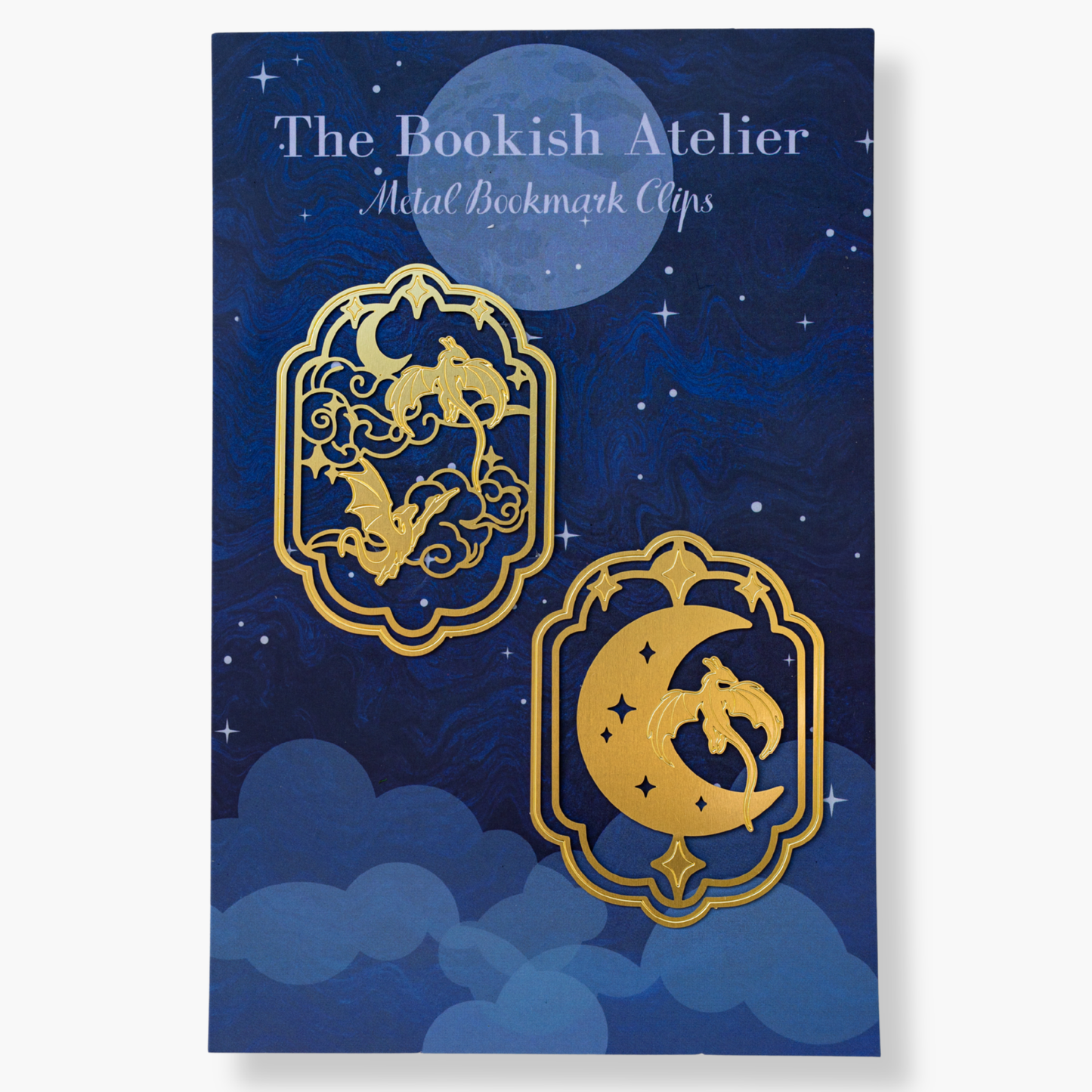 Moonlit Flight Dragon Metal Bookmark Clip Set