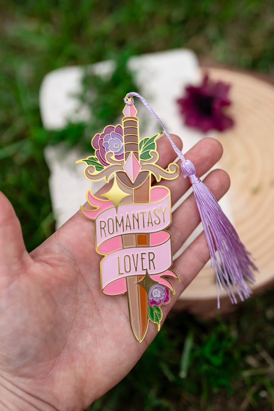Romantasy Lover Sword Metal Bookmark