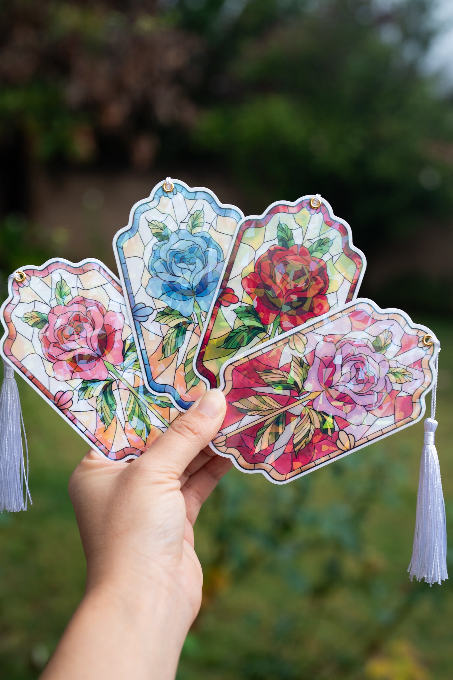 Stained Glass Roses Bookmarks