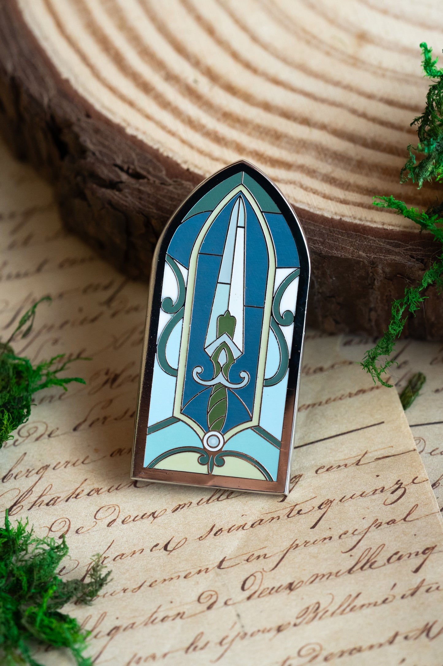 Stained Glass Sword Enamel Pin