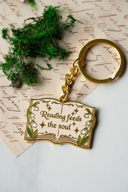 Reading Feeds the Soul Enamel Keychain