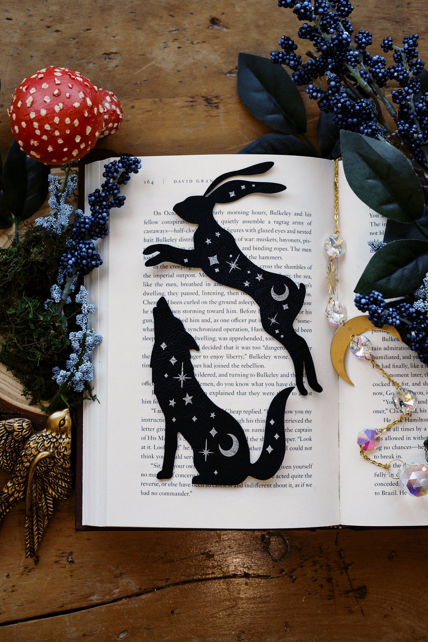 Celestial Wolf and Hare Bookmark Set, Fantasy Bookmark, Elven-Inspired Bookmark, Gift for Readers, Celestial Bookmark