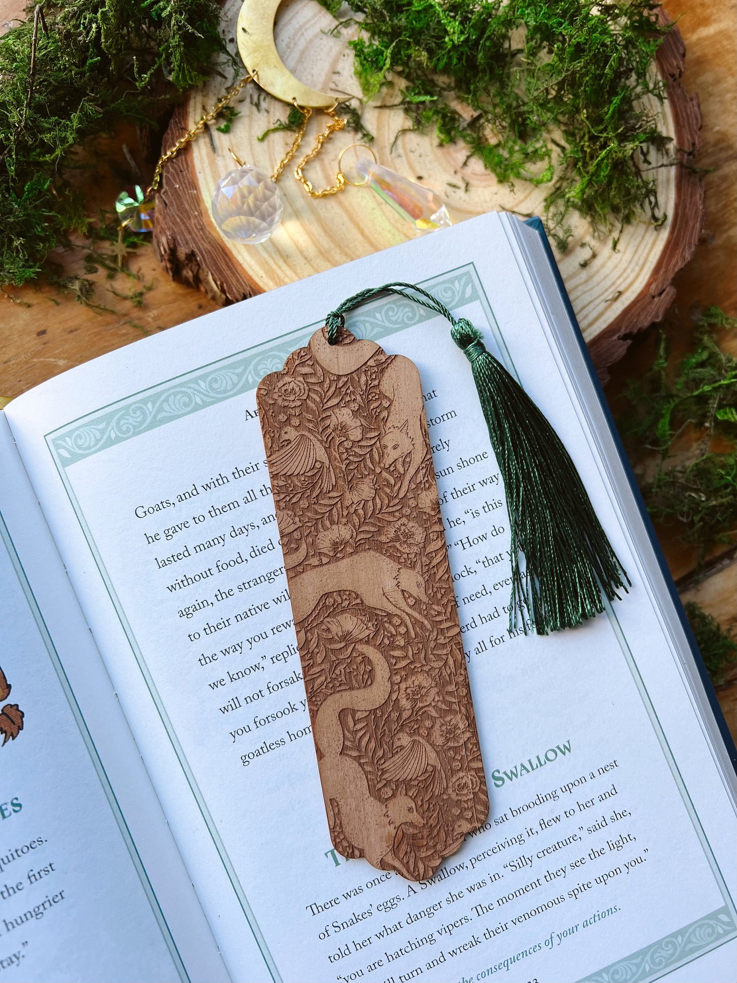 Engraved Wood Fox Bookmark