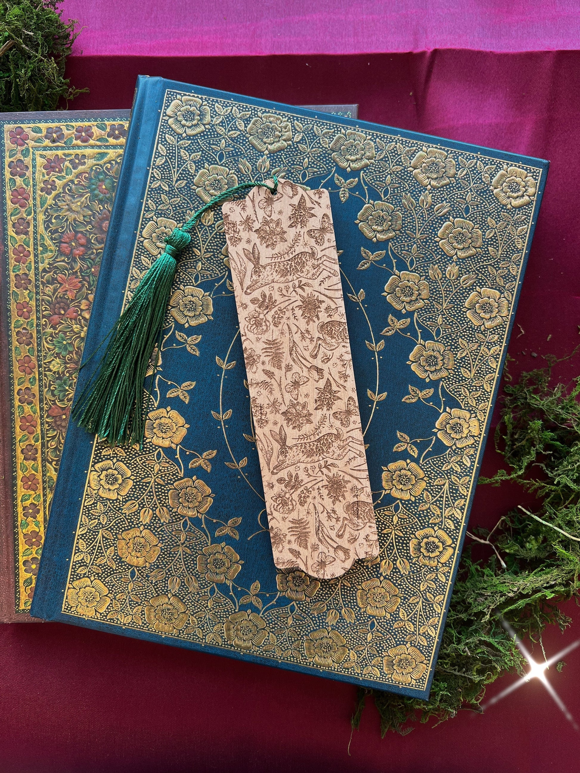 Engraved Wood Forest Bookmark, Fantasy Bookmark, Elven-Inspired Bookmark, Gift for Readers, Elf Fairy Faerie Fae Bookmark, Rabbit Bookmark