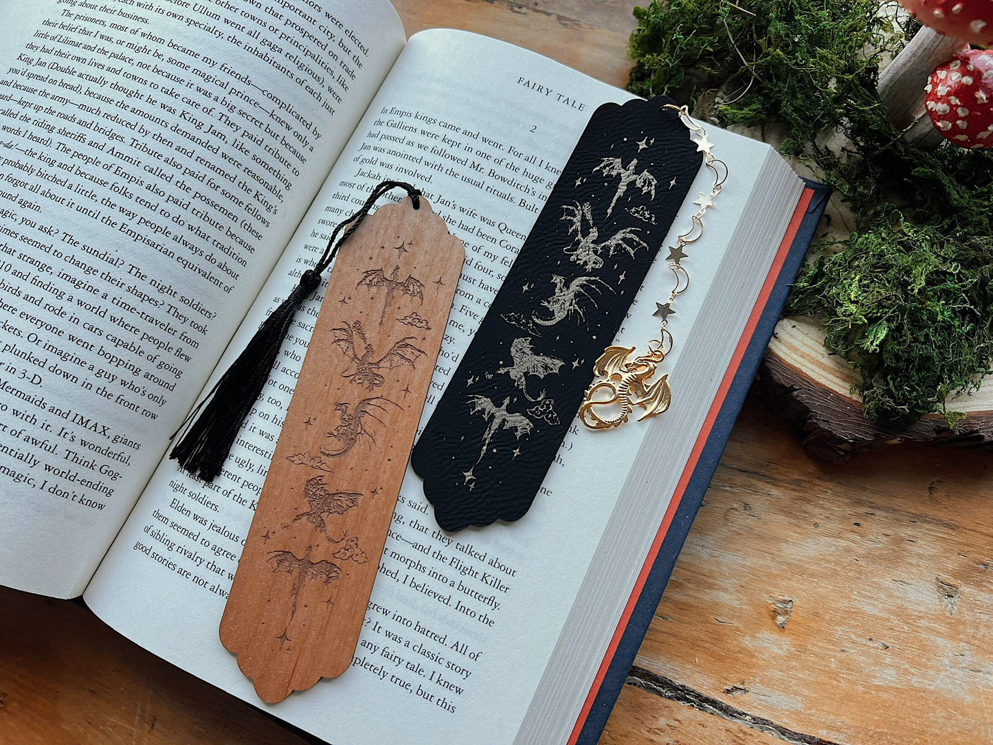 Faux Leather Dragon Bookmark, Fantasy Bookmark, Elven-Inspired Bookmark, Gift for Readers, Elf Fairy Faerie Fae, Dragon Gift