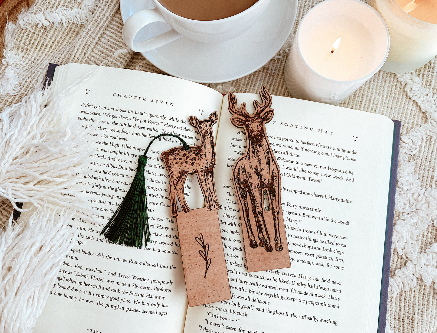 Deer Stag Wood Bookmark, Fantasy Bookmark, Elven-Inspired Bookmark, Elf Fae Bookmark, Nature Bookmark, Forest Tree Bookmark