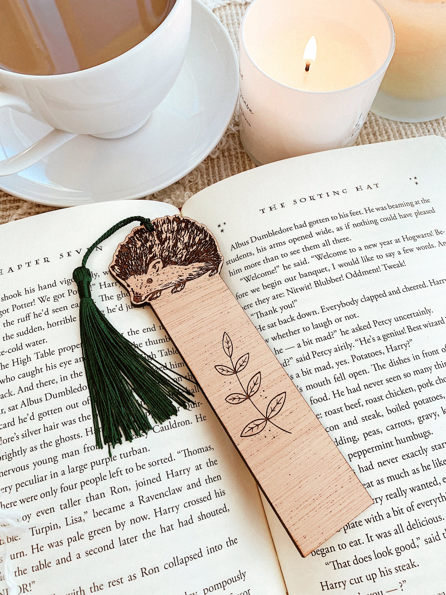 Hedgehog Wood Bookmark, Fantasy Bookmark, Elven-Inspired Bookmark, Elf Fae Bookmark, Nature Bookmark, Forest Tree Bookmark