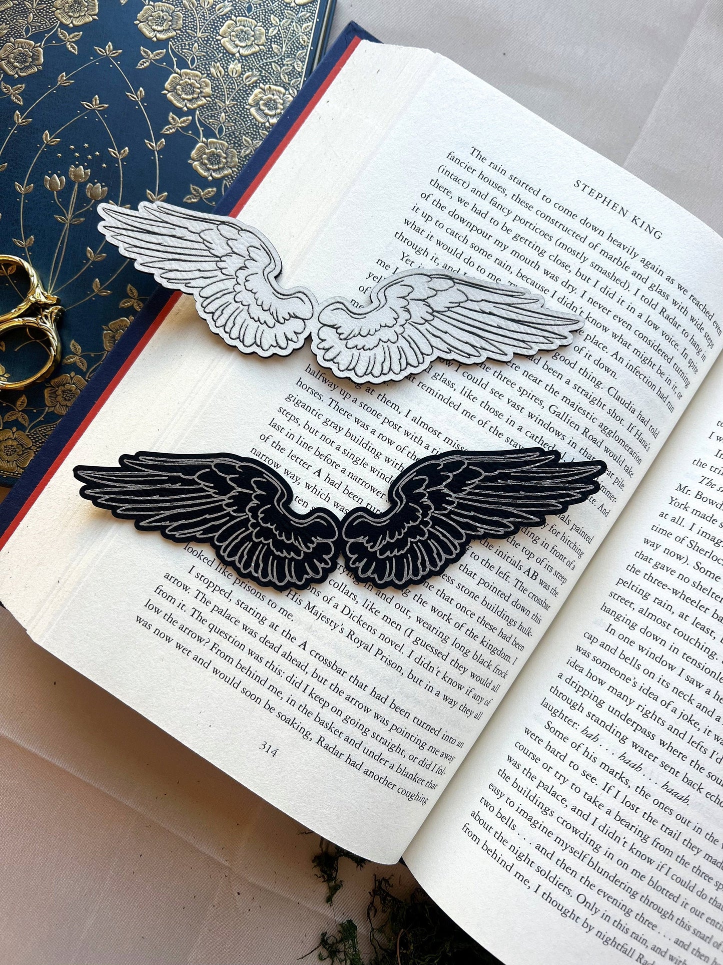 Fantasy Wings Faux Leather Bookmark, Fantasy Bookmark, Elven-Inspired Bookmark, Gift for Readers, Elf Fairy Fae Bookmark, Celestial Bookmark