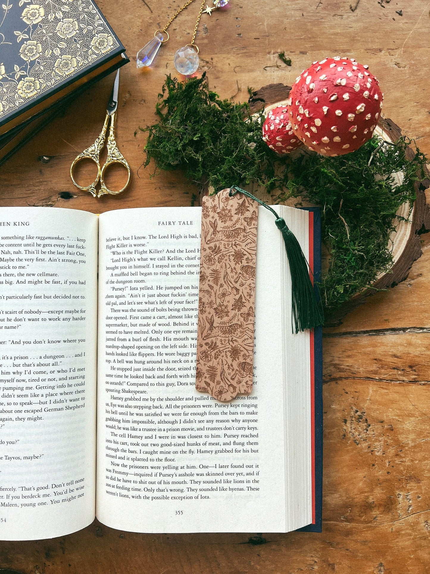 Engraved Wood Forest Bookmark, Fantasy Bookmark, Elven-Inspired Bookmark, Gift for Readers, Elf Fairy Faerie Fae Bookmark, Rabbit Bookmark