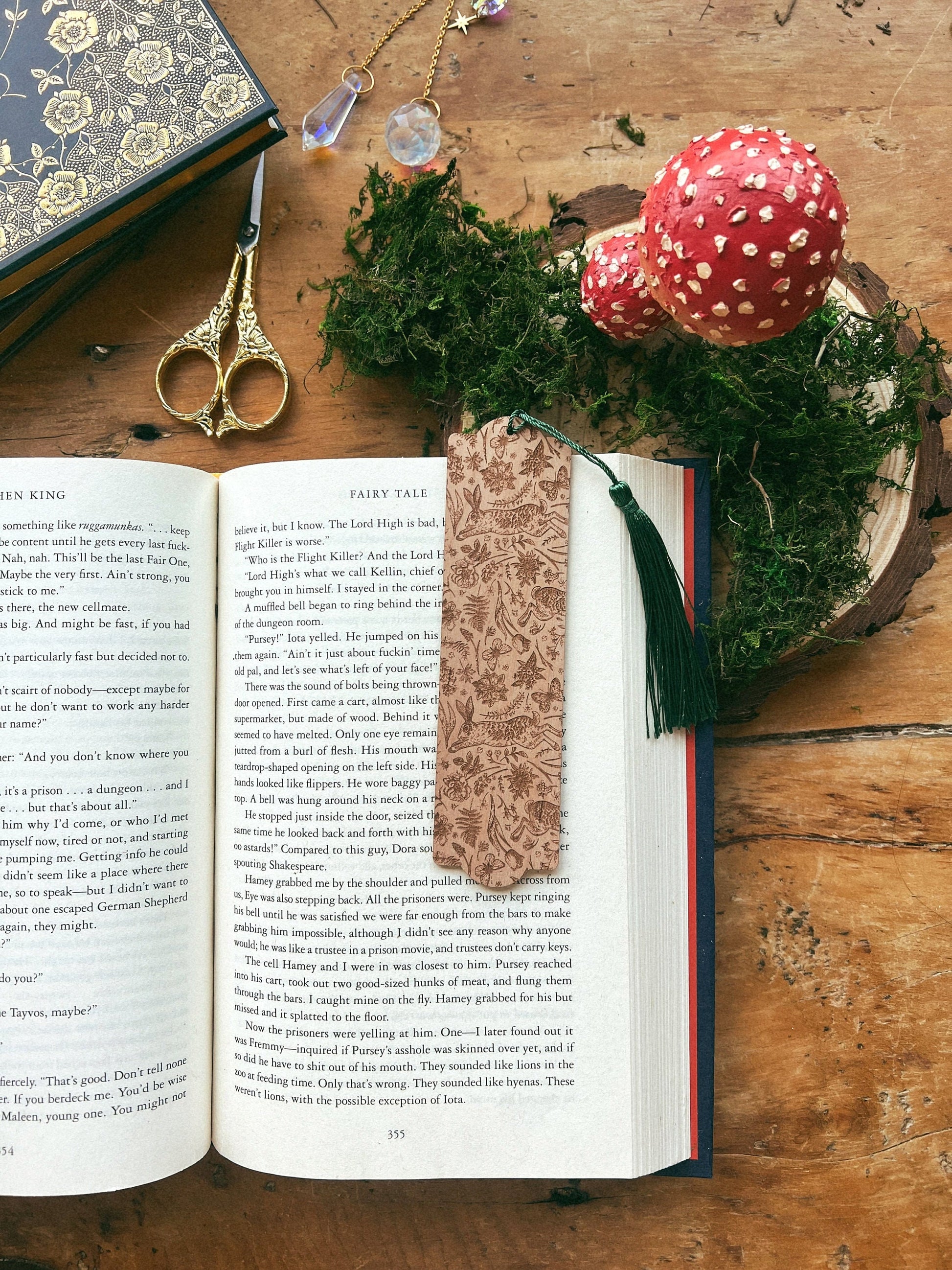 Engraved Wood Forest Bookmark, Fantasy Bookmark, Elven-Inspired Bookmark, Gift for Readers, Elf Fairy Faerie Fae Bookmark, Rabbit Bookmark