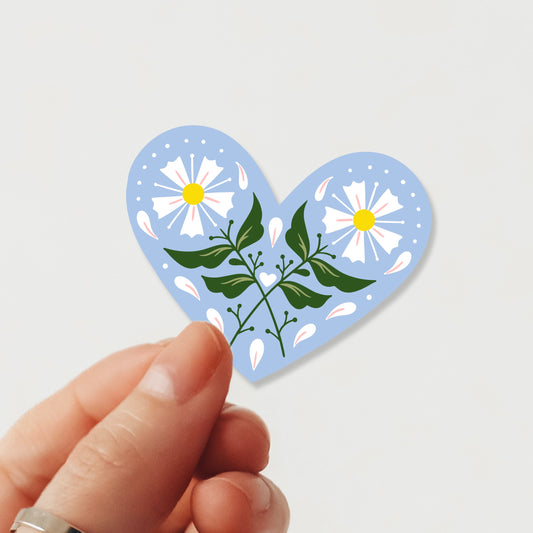 Daisy Floral Heart Vinyl Sticker