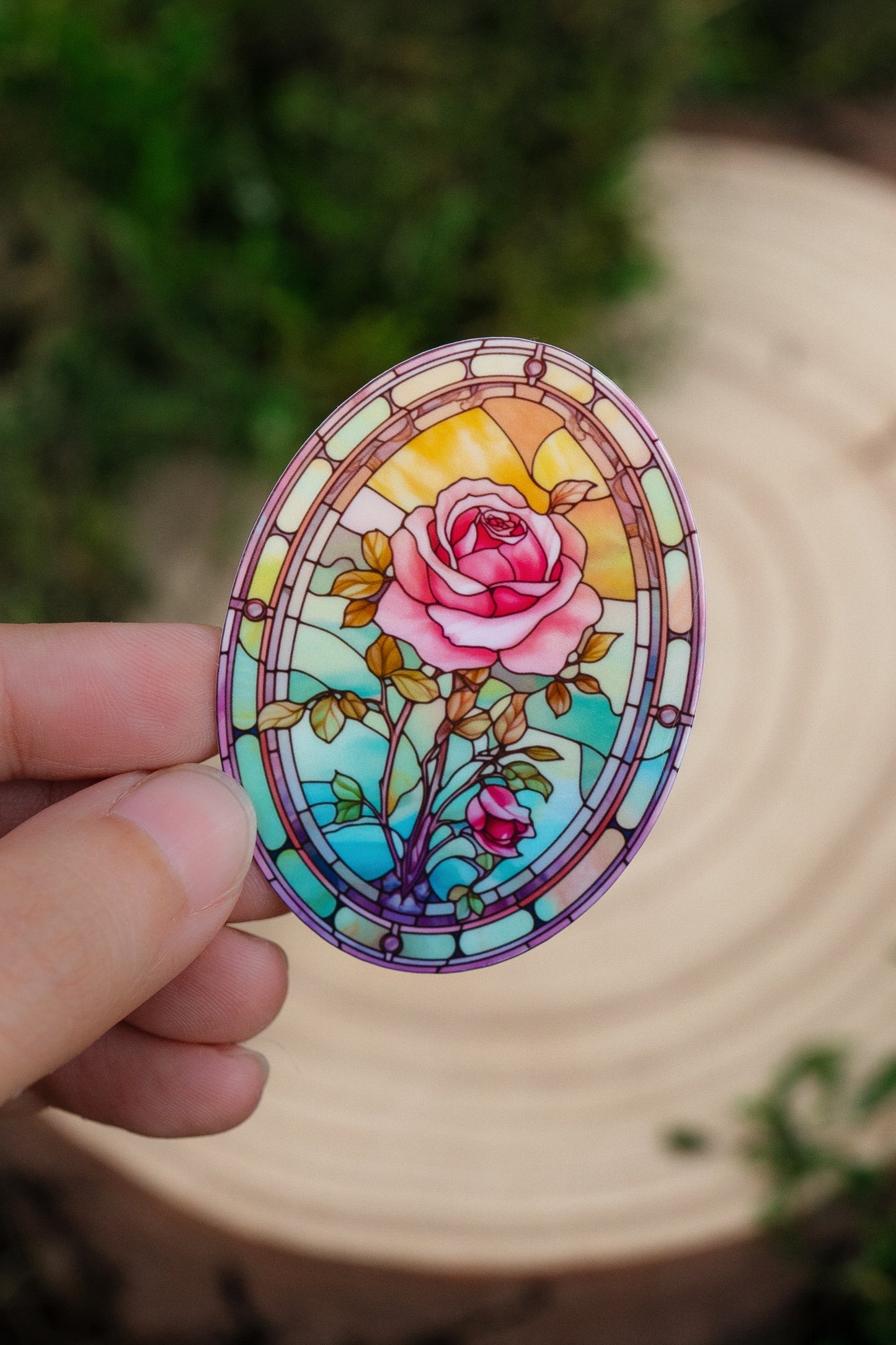 Sunrise Rose Stained Glass Sticker