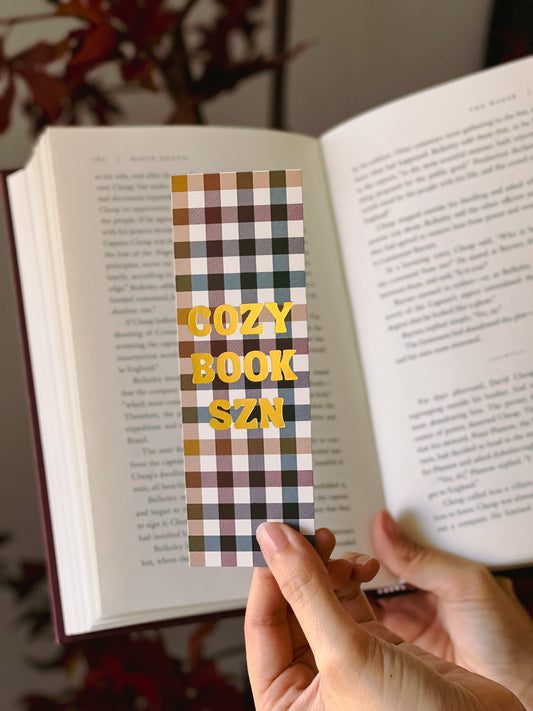 Cozy Book SZN Gold Foil Bookmark