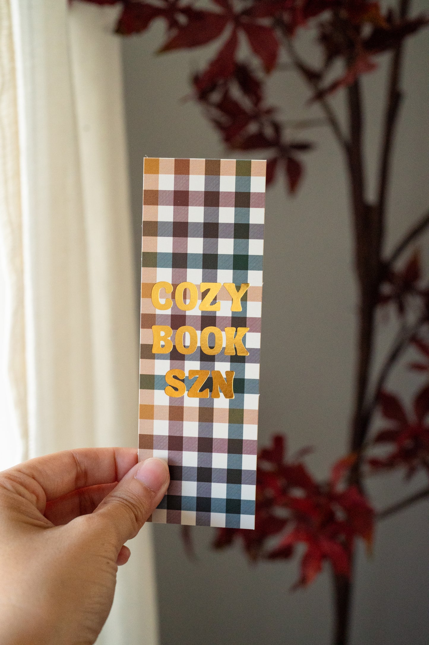 Cozy Book SZN Gold Foil Bookmark