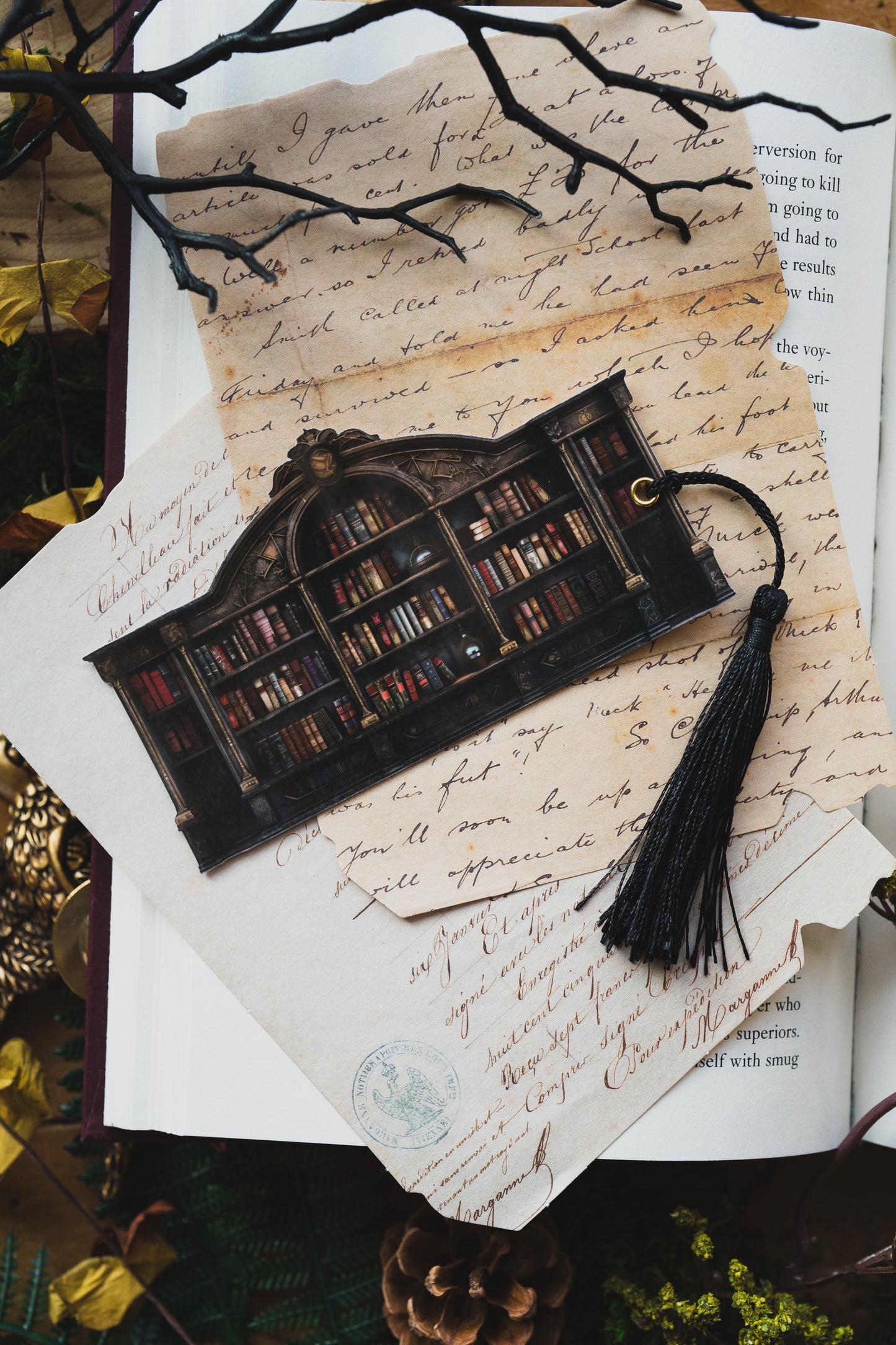 Dark Academia Bookshelf Bookmark