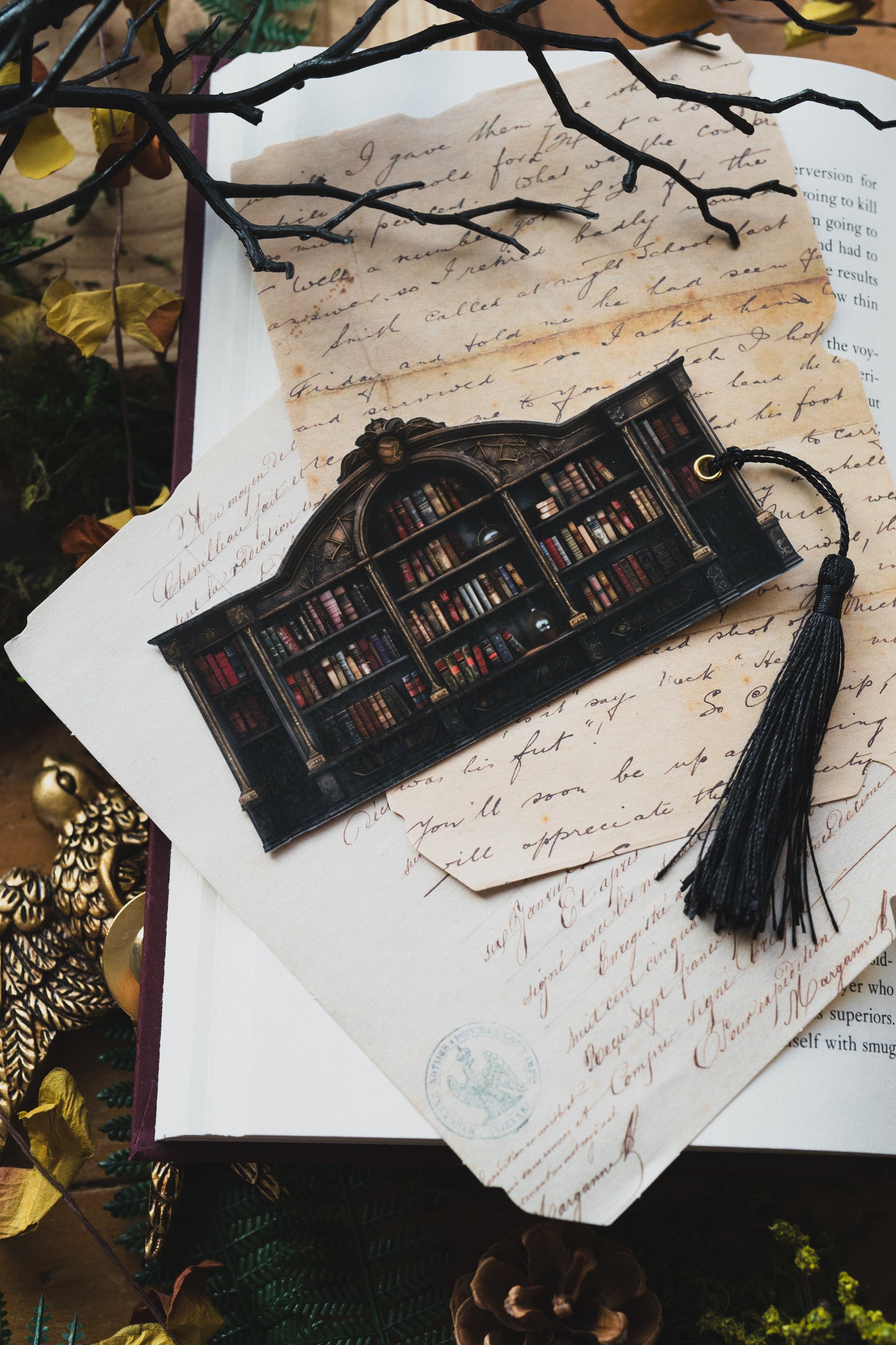 Dark Academia Bookshelf Bookmark