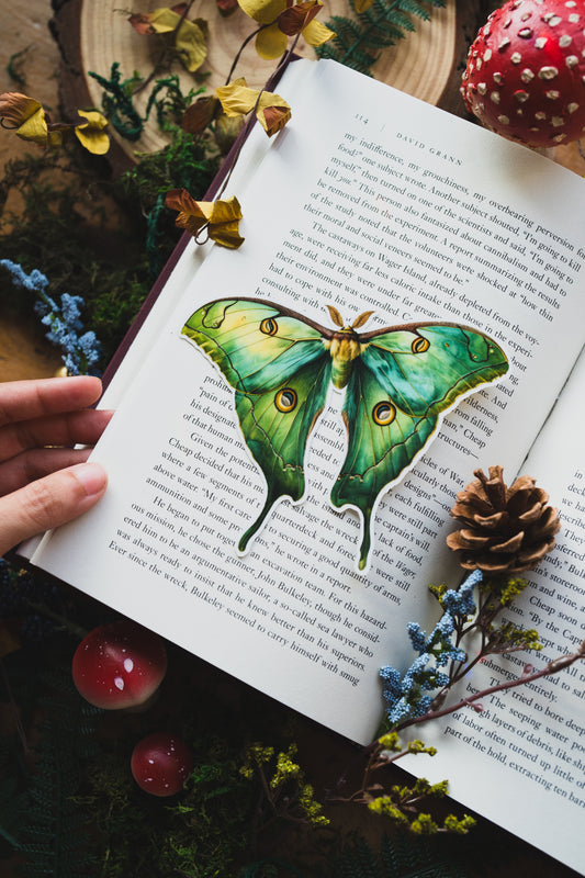 Emerald Luna Moth Bookmark