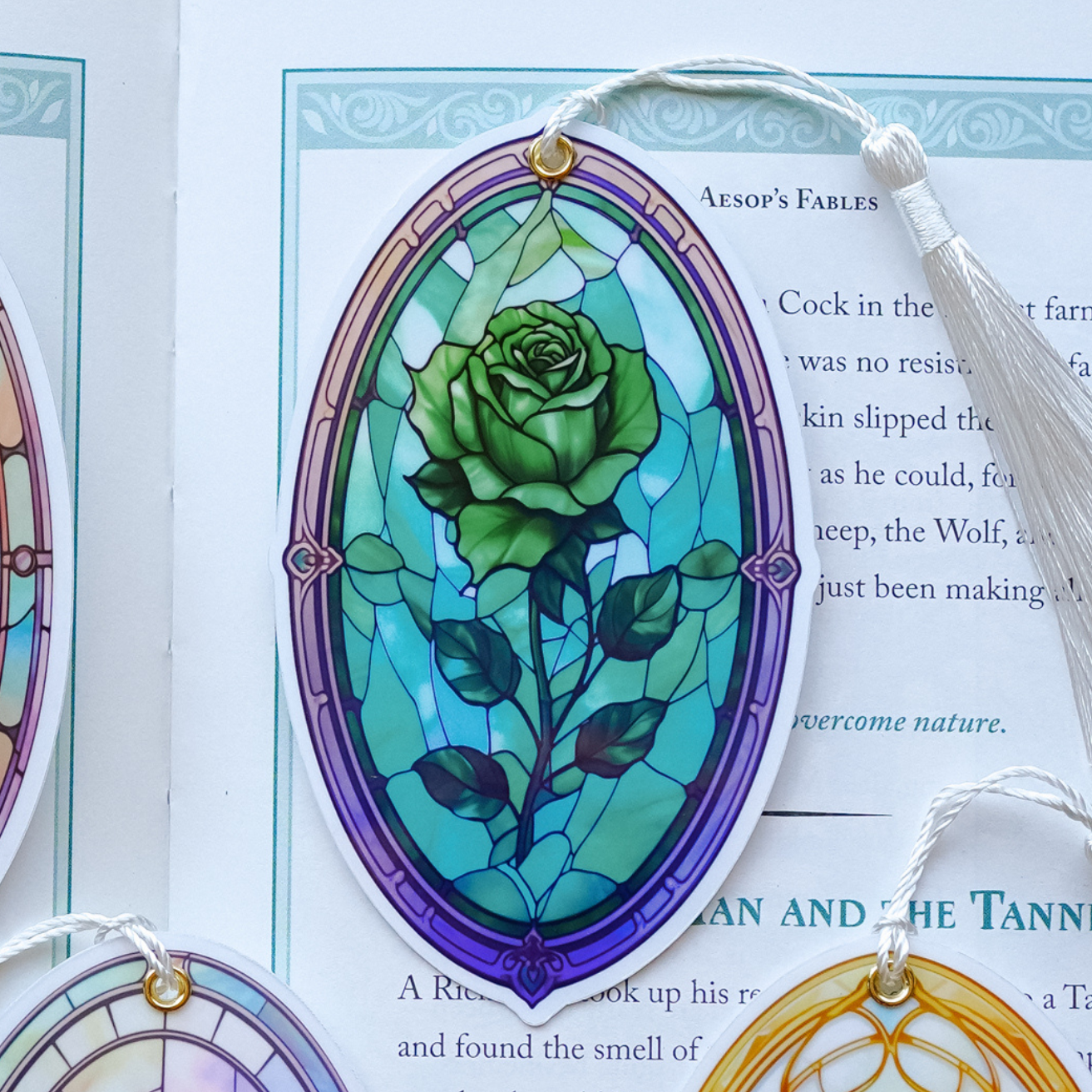 Stained Glass Roses Bookmark