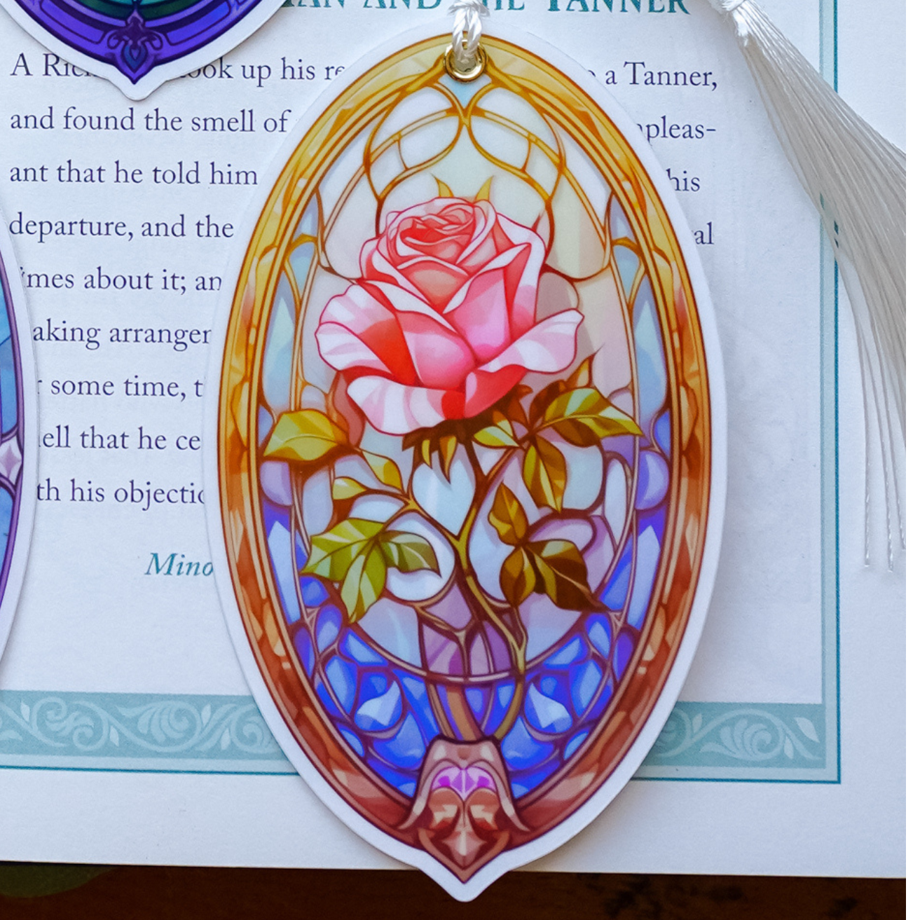 Stained Glass Roses Bookmark