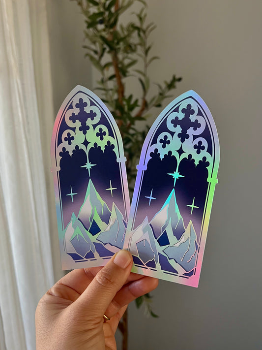 Starry Mountain Gothic Window Bookmark