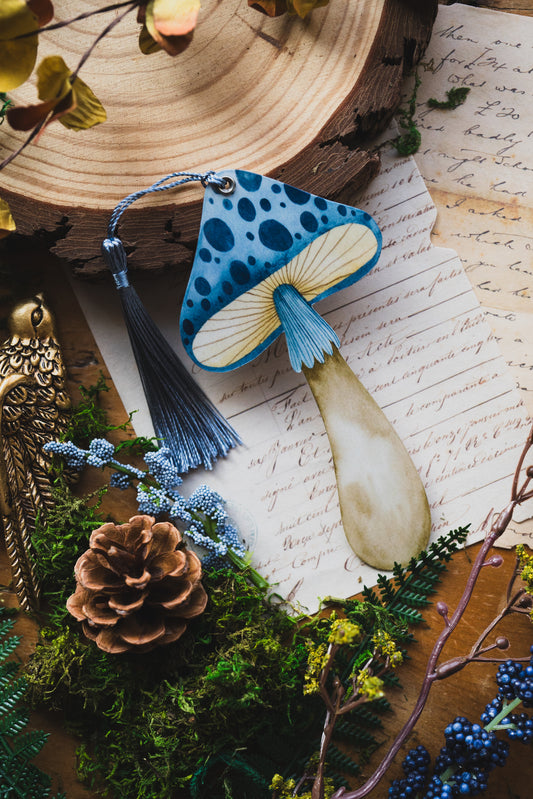 Indigo Mushroom Bookmark