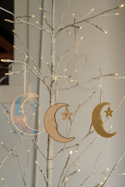 Moon and Star Christmas Ornaments