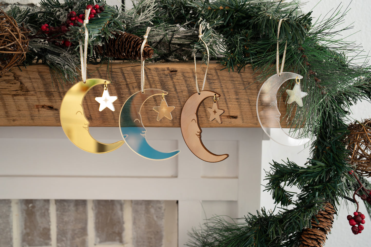 Moon and Star Christmas Ornaments