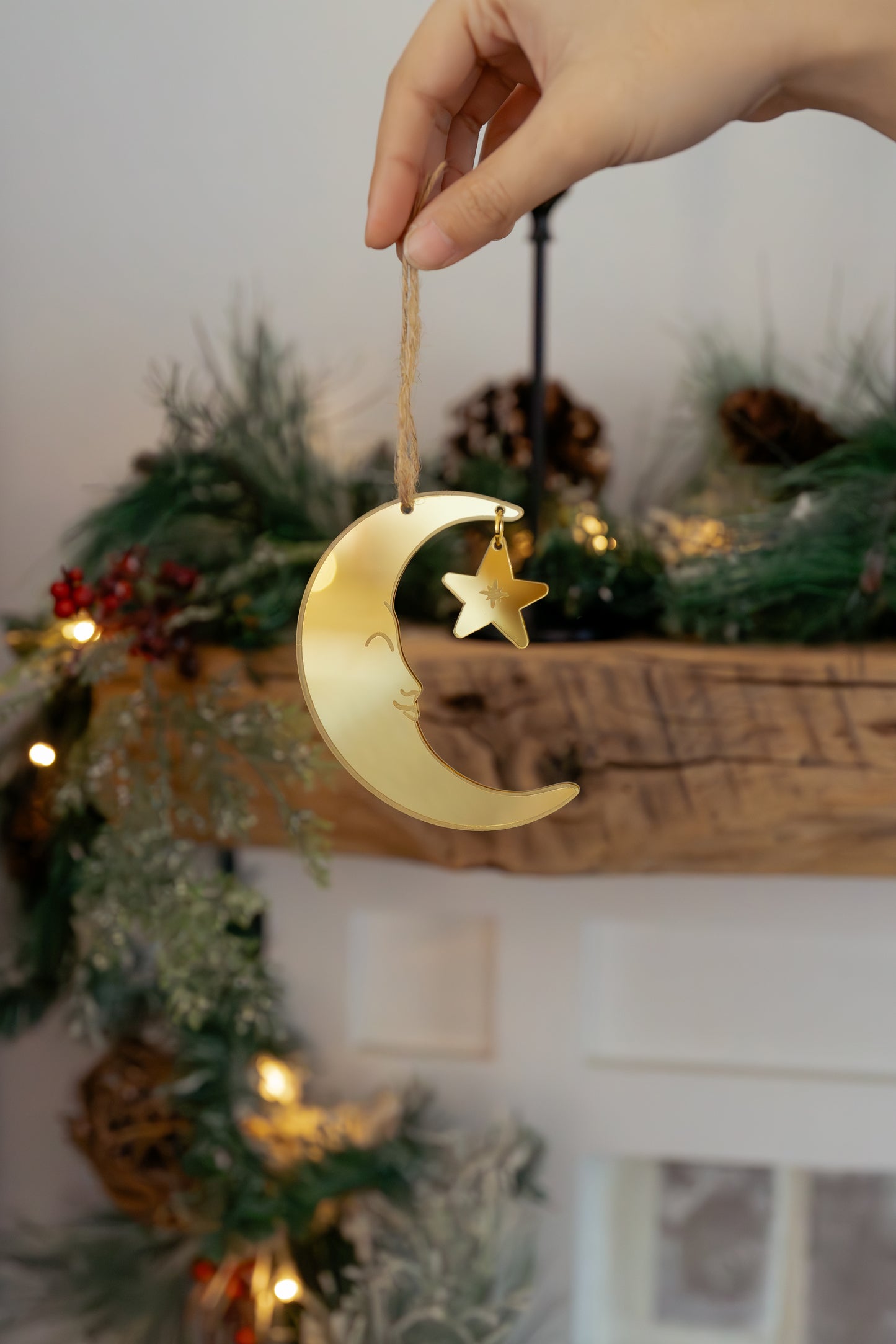 Moon and Star Christmas Ornaments