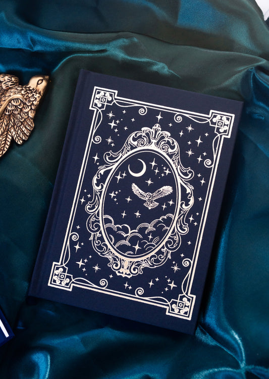Moonlit Flight Linen Notebook- B6 Blank Notebook