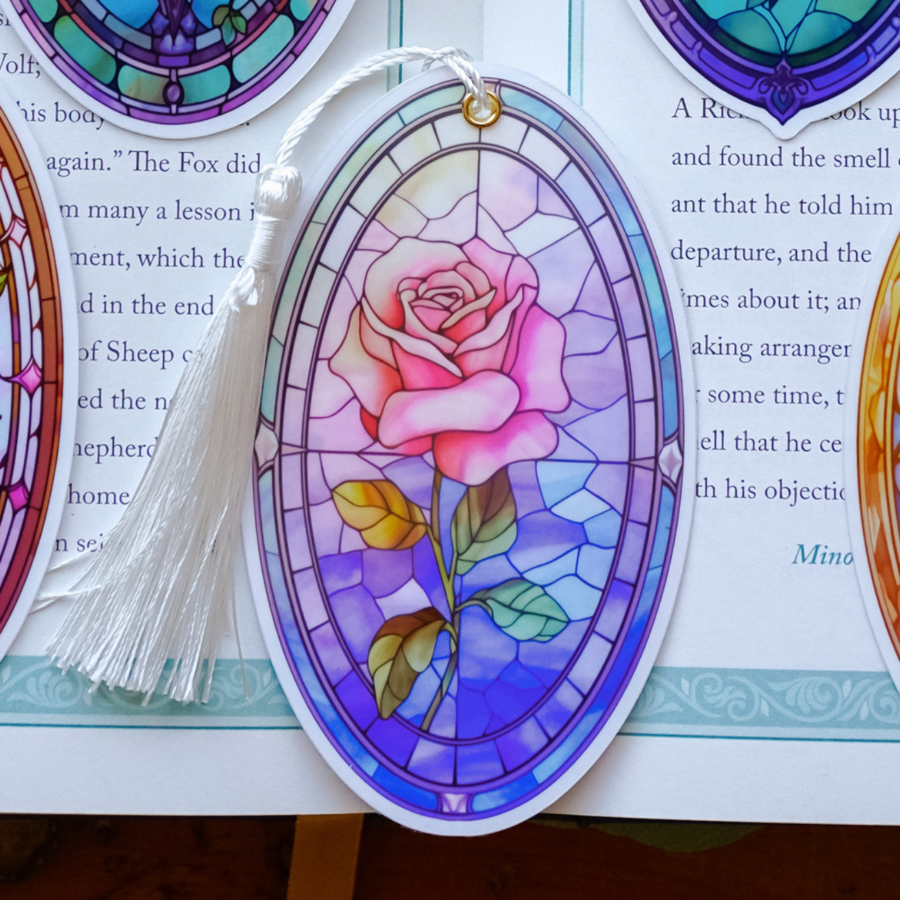 Stained Glass Roses Bookmark