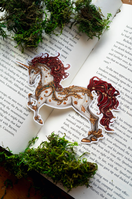 Scarlet Blaze Unicorn Bookmark