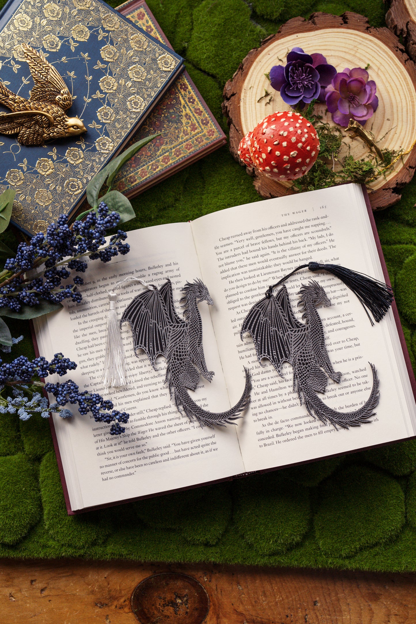 Silver Dragon Faux Leather Bookmark