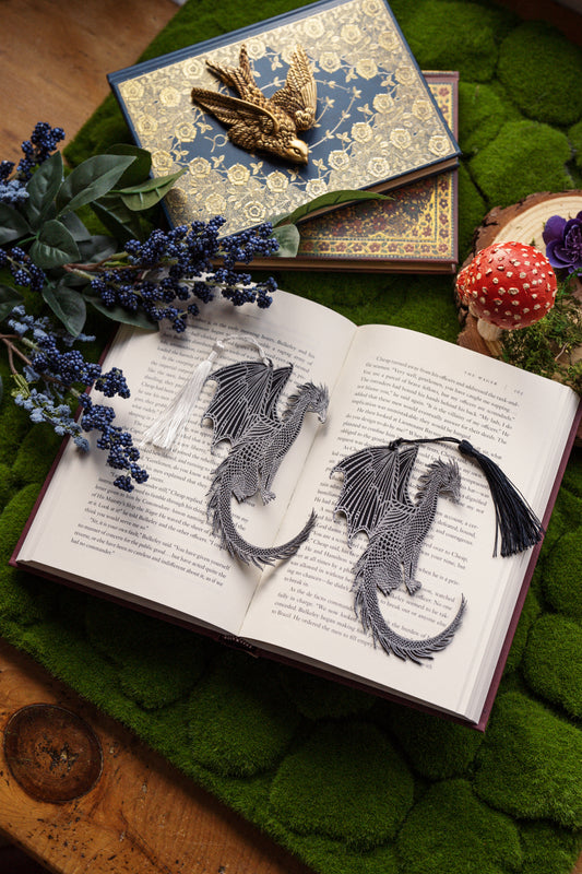 Silver Dragon Faux Leather Bookmark