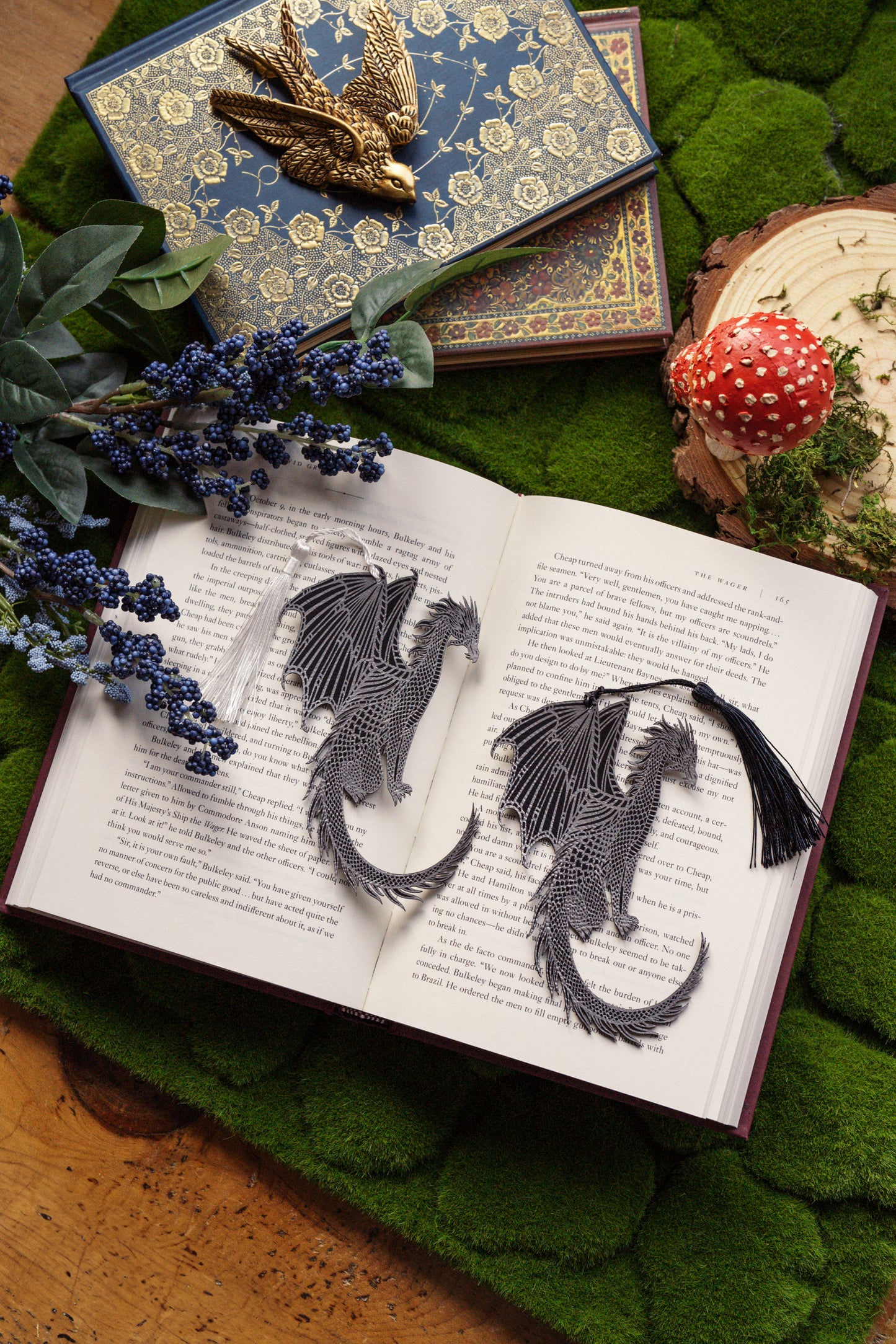 Silver Dragon Faux Leather Bookmark