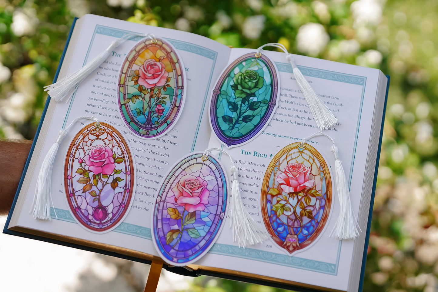 Stained Glass Roses Bookmark