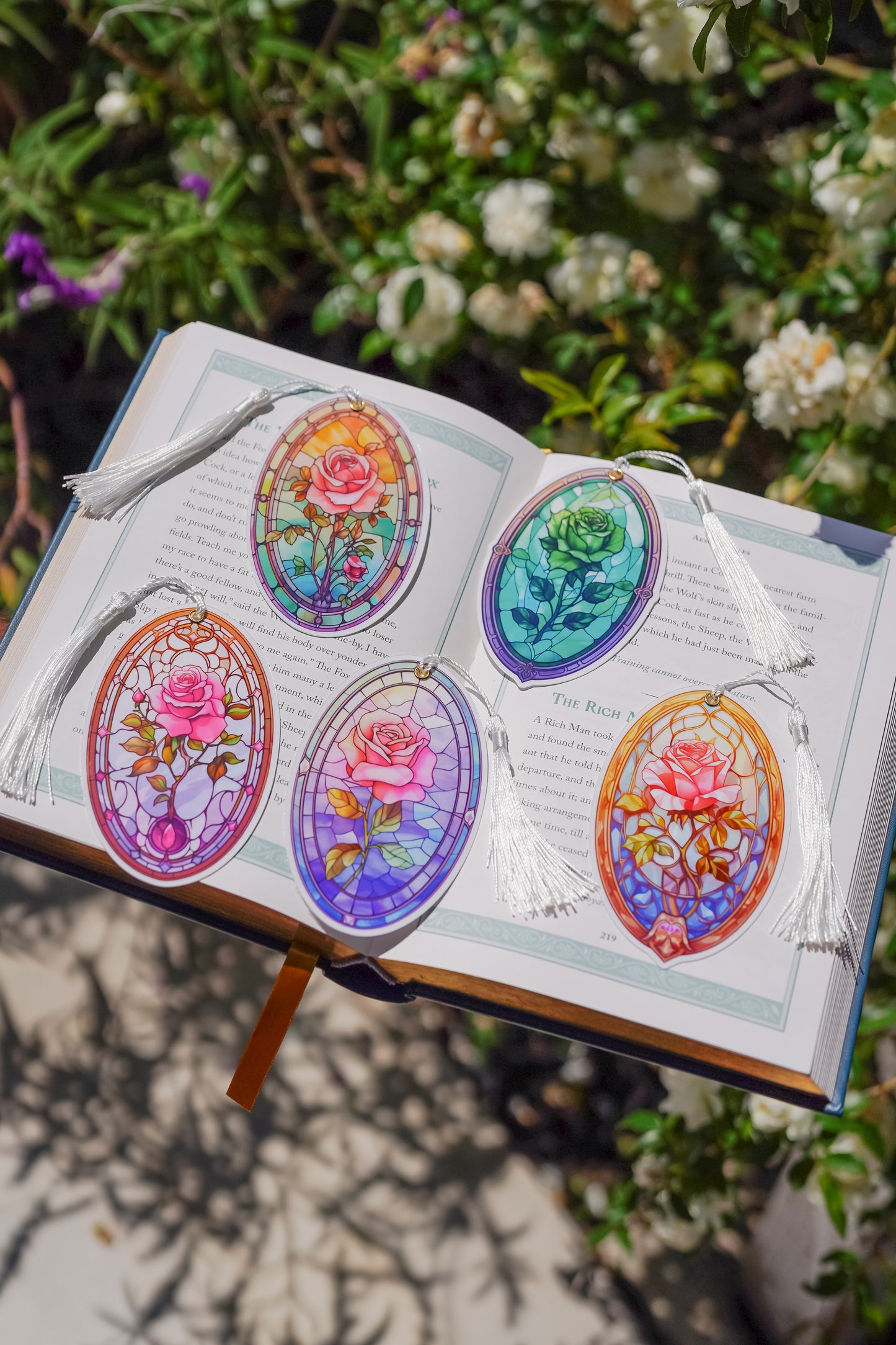 Stained Glass Roses Bookmark